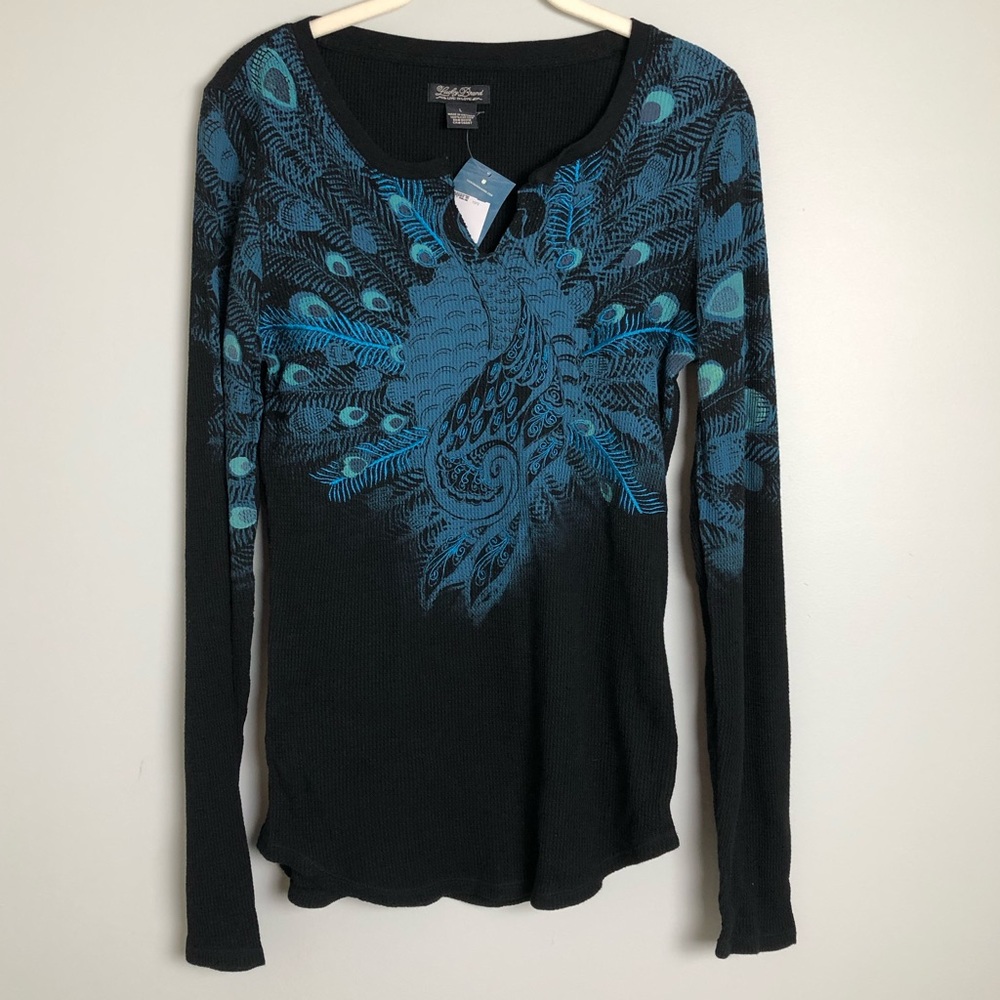 NWT! Lucky Brand Peacock Long Sleeve Top Sz Large